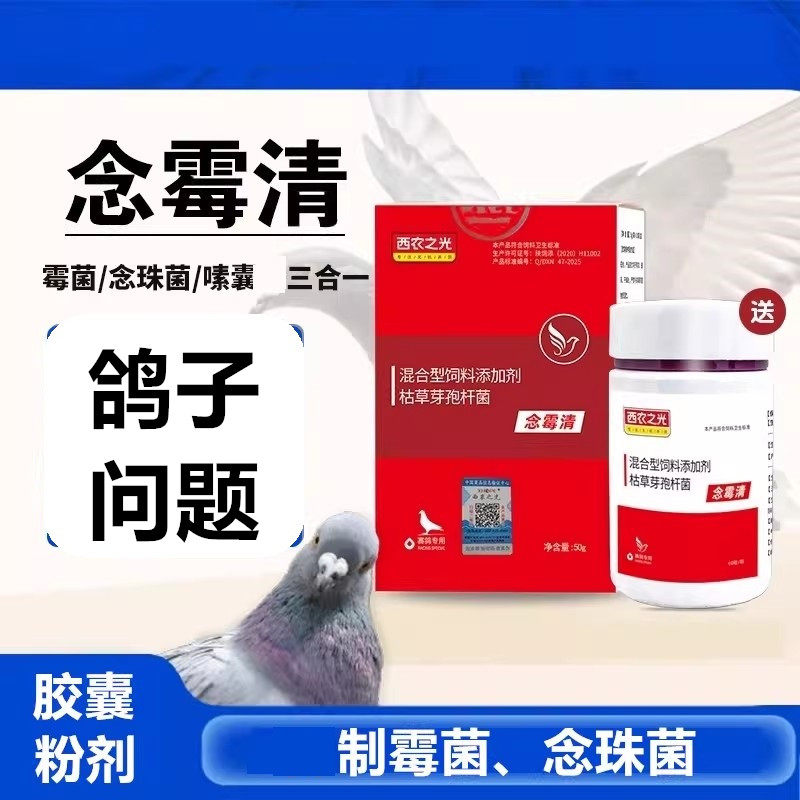 西农之光念霉清胶囊粉剂赛信鸽子念珠菌霉菌水绿便嗉囊胀气非鸽药