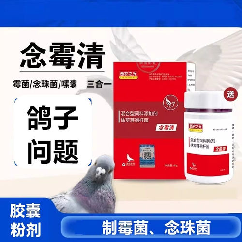 西农之光念霉清胶囊粉剂赛信鸽子念珠菌霉菌水绿便嗉囊胀气非鸽药