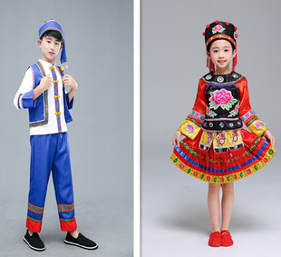 云南德宏儿童少数民族景颇族演出服装男女童运动会班服饰傈僳族服