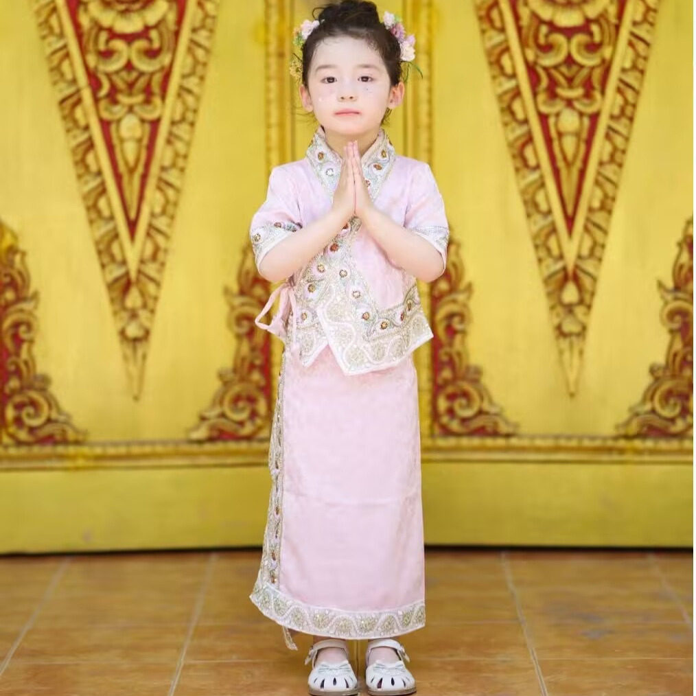 傣族儿童少数民族服男女童夏装泰国风泼水节舞蹈幼儿园傣族演出服