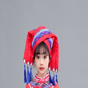 新款少数民族帽子男童彝族傣族苗族佤族壮族帽子女头饰三月三头饰
