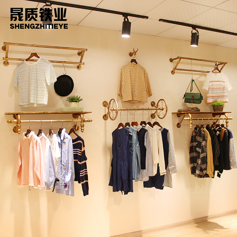 热销16件假一赔三铁艺女装店服装简欧壁挂式组合货架