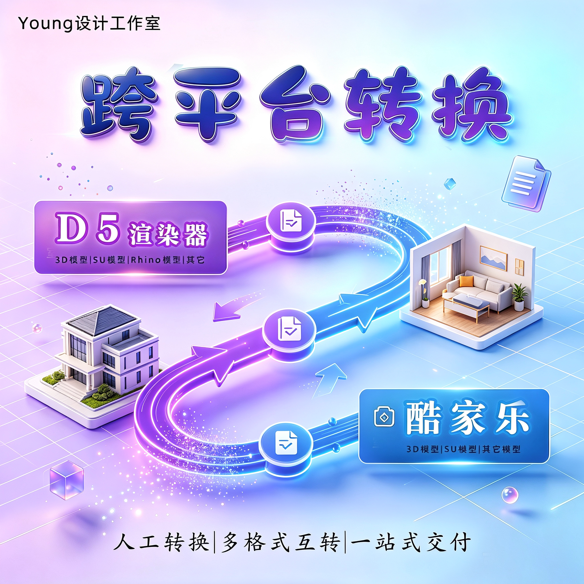 3D 模型人工转换｜SU/Rhino/ 酷家乐 / D5 多格式代转 3D转SU互转