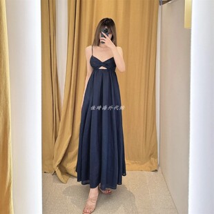 Zimmermann连衣裙澳洲代购2025夏靛青蓝色串珠挖空高腰吊带中长裙