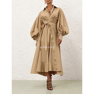 Zimmermann连衣裙澳洲正品代购2026度假米色极简长款裙REBELLION