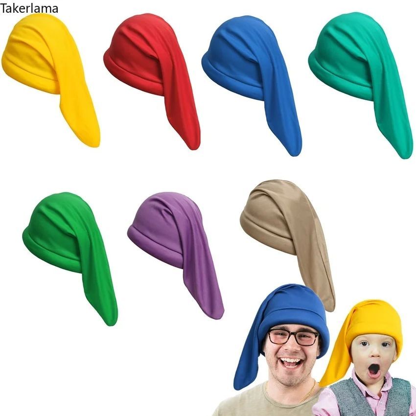 Dwarf Hat Caps Xmas Solid Color Elf Cosplay Kids Costume Hal
