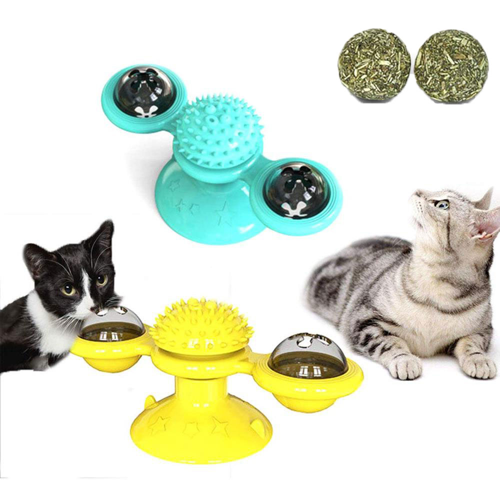 Cat Puzzle Windmill Toys Cat Whirling Turntable with Brush C