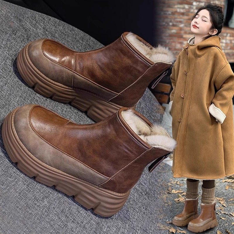 女童爆款复古大棉靴2025冬季款时尚保暖雪地靴加绒加厚厚底马丁靴,童鞋/婴儿鞋/亲子鞋,棉靴,淘宝优惠券,粉丝福利购,淘宝优惠卷