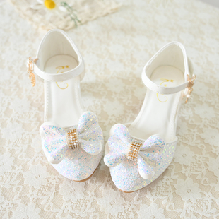 2025新款儿童女白色拉丁舞蹈鞋女童女孩女生外穿软底初学者秋冬季