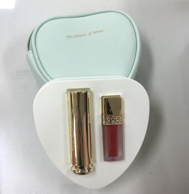 韩国whoo后变色润唇膏 拱辰享美宫中童颜口红套盒粉色红色企划版