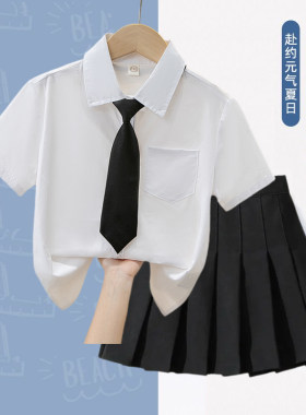 儿童夏季纯棉jk制服表演裙套装潮