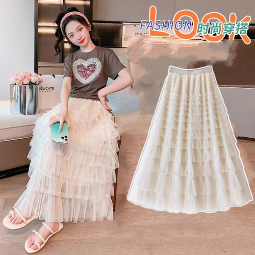 女童a字半身长裙春秋夏季新款