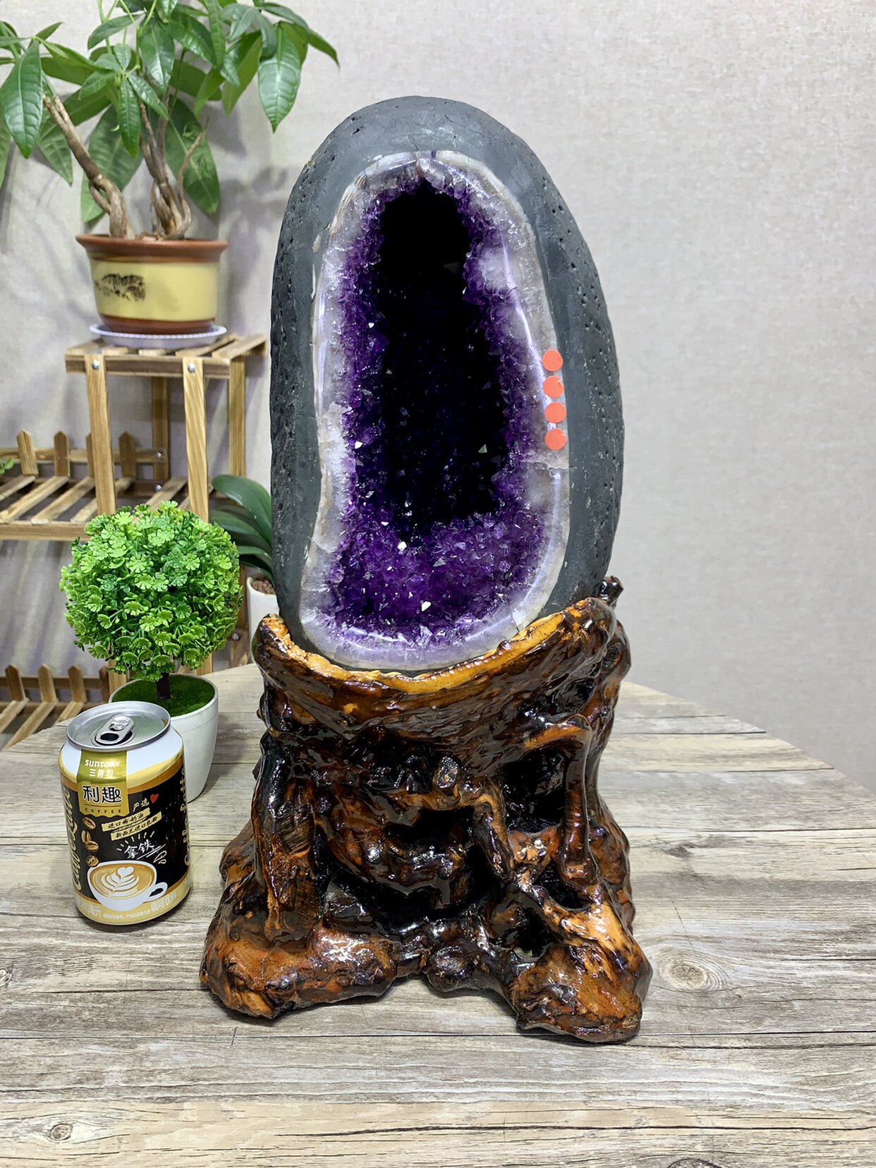 天然乌拉圭紫水晶洞钱袋子摆件聚宝盆紫晶洞消磁礼物招财16公斤