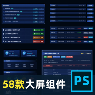 信息可视化数据大屏组件库sketch/figma源文件图表ui设计模板B端