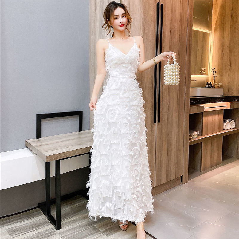 气质抹胸高端仙气高贵连衣裙吊带