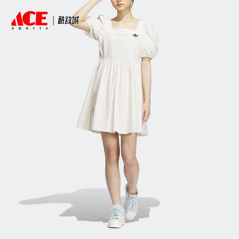 Adidas/阿迪达斯正品三叶草新款女子运动灯笼袖连衣裙IP1772