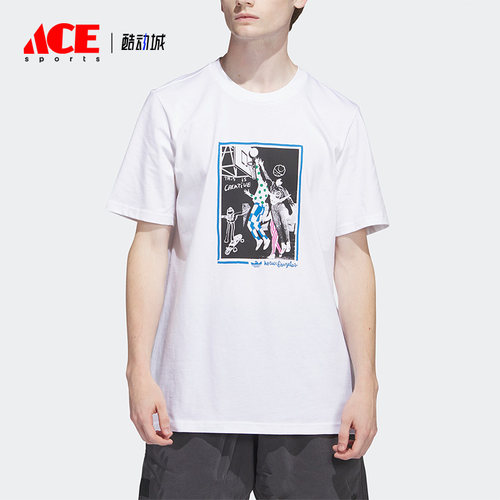 Adidas/阿迪达斯正品三叶草夏季新款男子圆领印花短袖HS3047