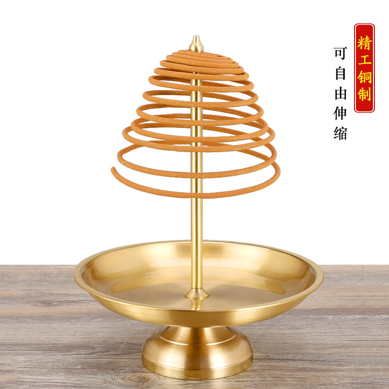 纯铜拉丝素面伸缩盘香架佛堂家居寺庙盘香檀香架12/24小时专用炉图片