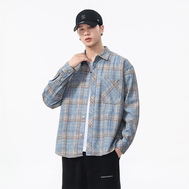 美式复古磨毛格纹长袖衬衫男士春秋痞帅休闲潮牌港风格子衬衣外套,户外/登山/野营/旅行用品,户外休闲衣,淘宝优惠券,粉丝福利购,淘宝优惠卷