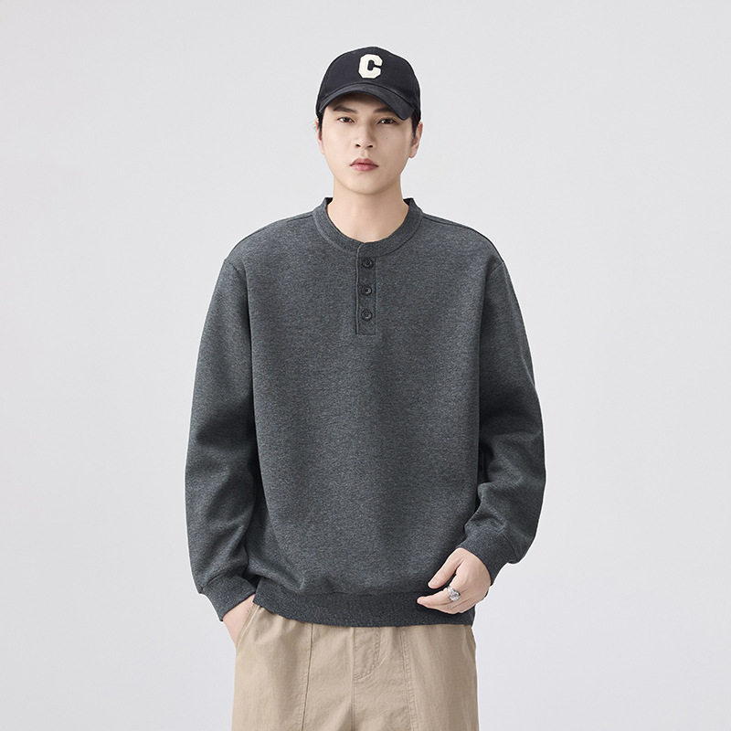 美式复古重磅卫衣男秋季潮牌亨利领外套男春秋款长袖POLO衫,户外/登山/野营/旅行用品,户外休闲衣,淘宝优惠券,粉丝福利购,淘宝优惠卷