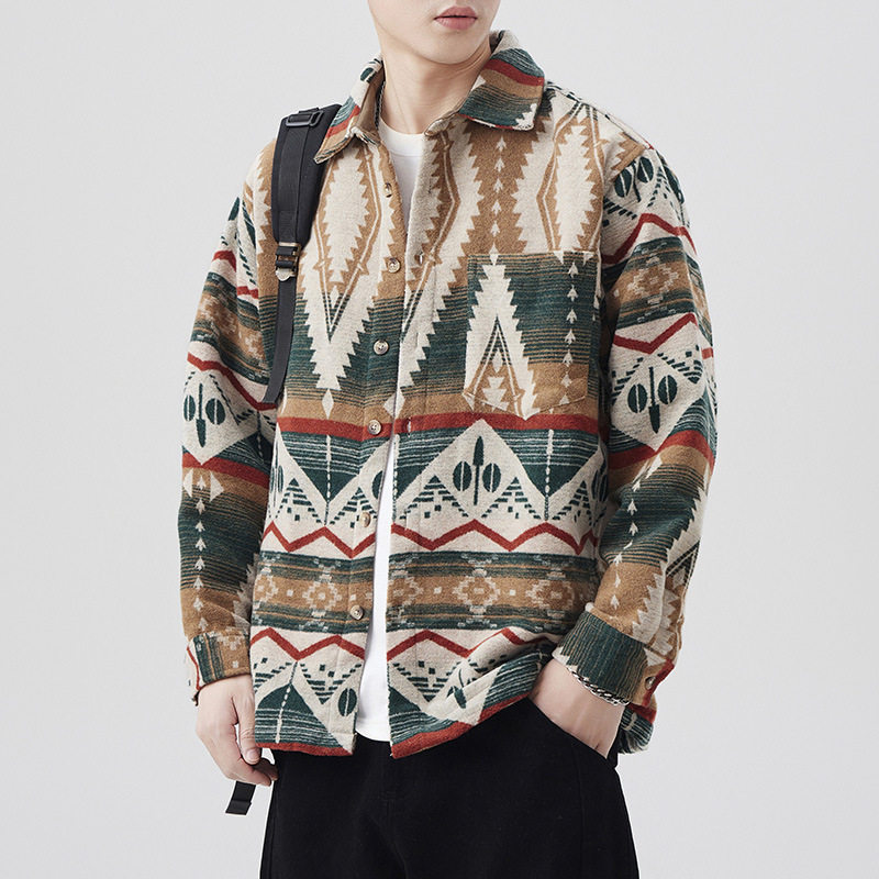500g重磅提花民族风长袖衬衫男春季新款美式复古休闲外套男秋冬款,户外/登山/野营/旅行用品,户外休闲衣,淘宝优惠券,粉丝福利购,淘宝优惠卷