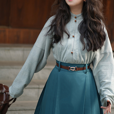 【五周年店庆款-子叶】春秋款日常汉服立领对襟衫