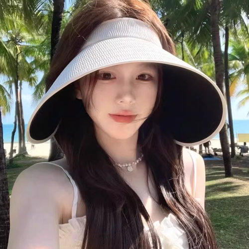 黑胶空顶防晒帽女夏季灯罩遮阳帽