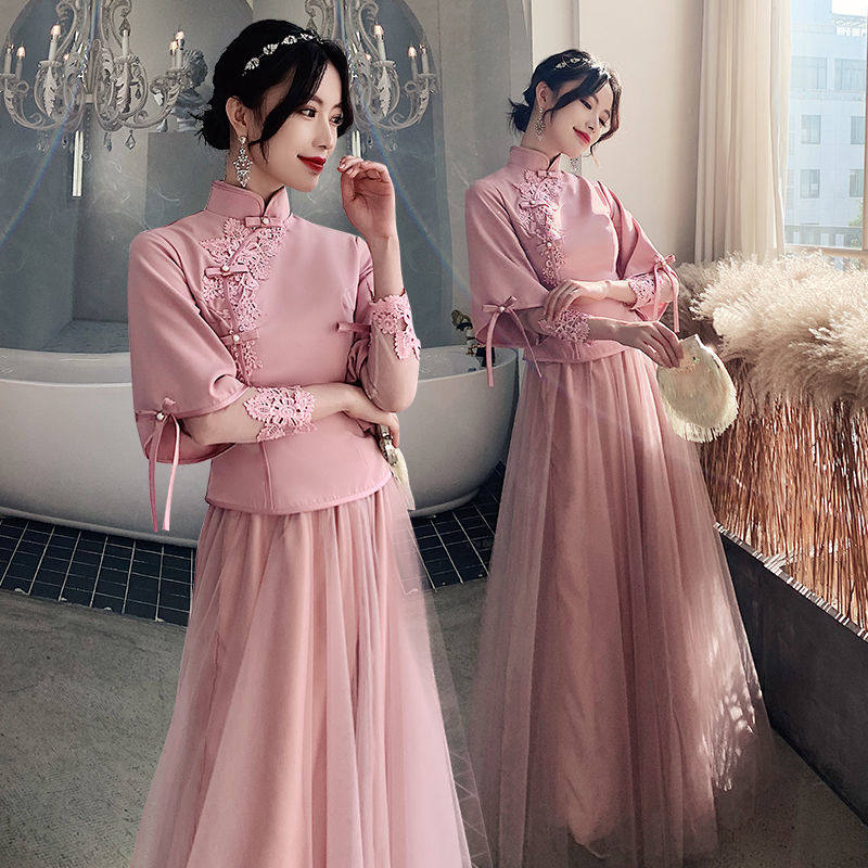 修身伴娘服复古中国风显瘦姐妹裙