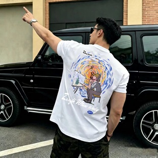 美式字母印花正肩短袖t恤男款夏季索罗娜潮流百搭上衣潮