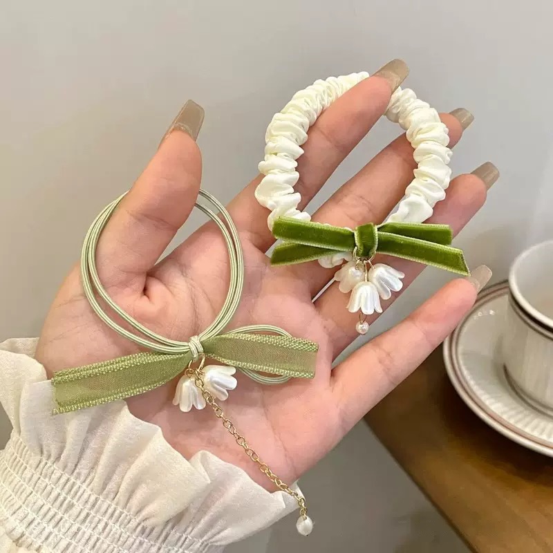 铃兰花发绳森系流苏花朵发圈皮筋扎头发头绳橡皮筋头饰发饰头发夹