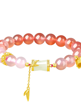 渐变红玛瑙手链竹节有你竹够铃花