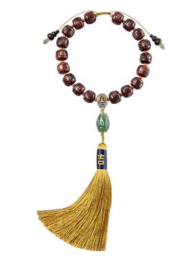 小叶紫檀汽车挂件葫芦和田玉玉桶