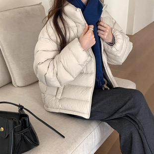 白鸭绒排骨羽绒服女冬季广州十三行2025新款保暖连帽面包服外套