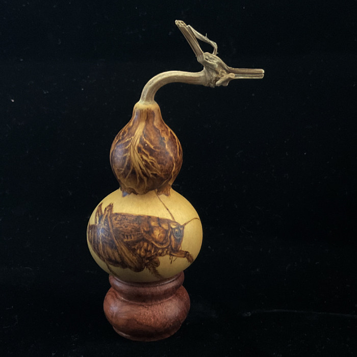葫芦手工烙画蝈蝈和白菜(响子)