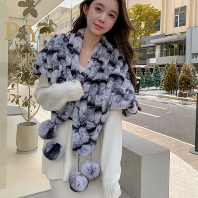 獭兔毛披肩秋冬女青紫蓝真毛斗篷