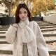 女士百搭整皮貂皮皮草围巾围脖毛领子 韩国奢华气质水貂毛围巾冬季
