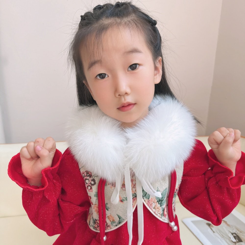 儿童双面狐狸毛围脖毛领子