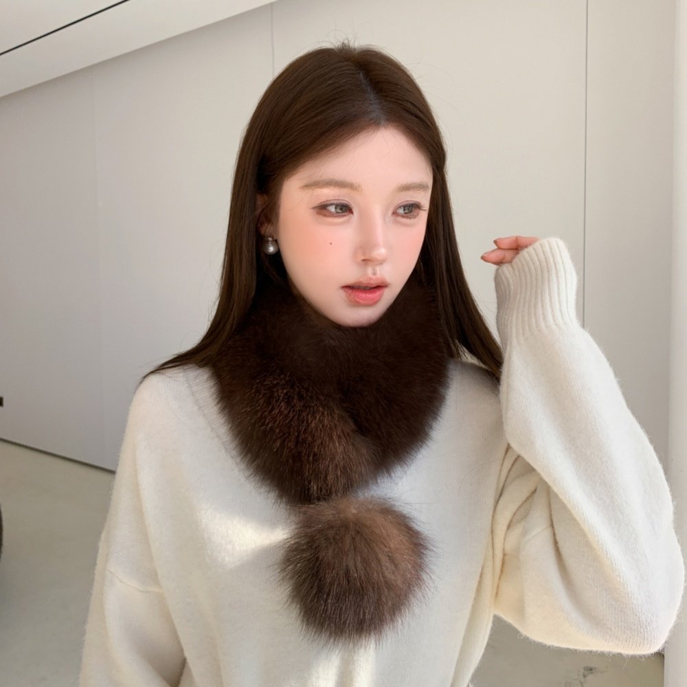 紫貂色吸扣双面狐狸毛反面獭兔毛