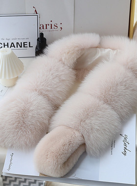 狐狸毛围巾女冬季加厚保暖真毛竹节新款毛领子韩版可爱皮草毛围脖