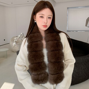 菜花同款真狐狸毛围巾女冬季皮草长款时尚气质披肩毛领子真毛围脖