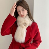 冬季 韩版 狐狸毛编织围巾獭兔毛韩版 保暖围脖休闲水钻双面毛毛气质