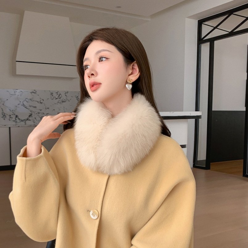 360度全毛双面狐狸毛吸扣围脖