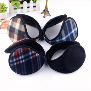 户外防冻耳罩秋冬骑行保暖耳套男女通用成人耳捂格子后戴式耳包