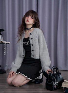 SagiDolls少女斗志 #灰绒绒#慵懒纯欲毛衣外套连衣裙套装百搭保暖