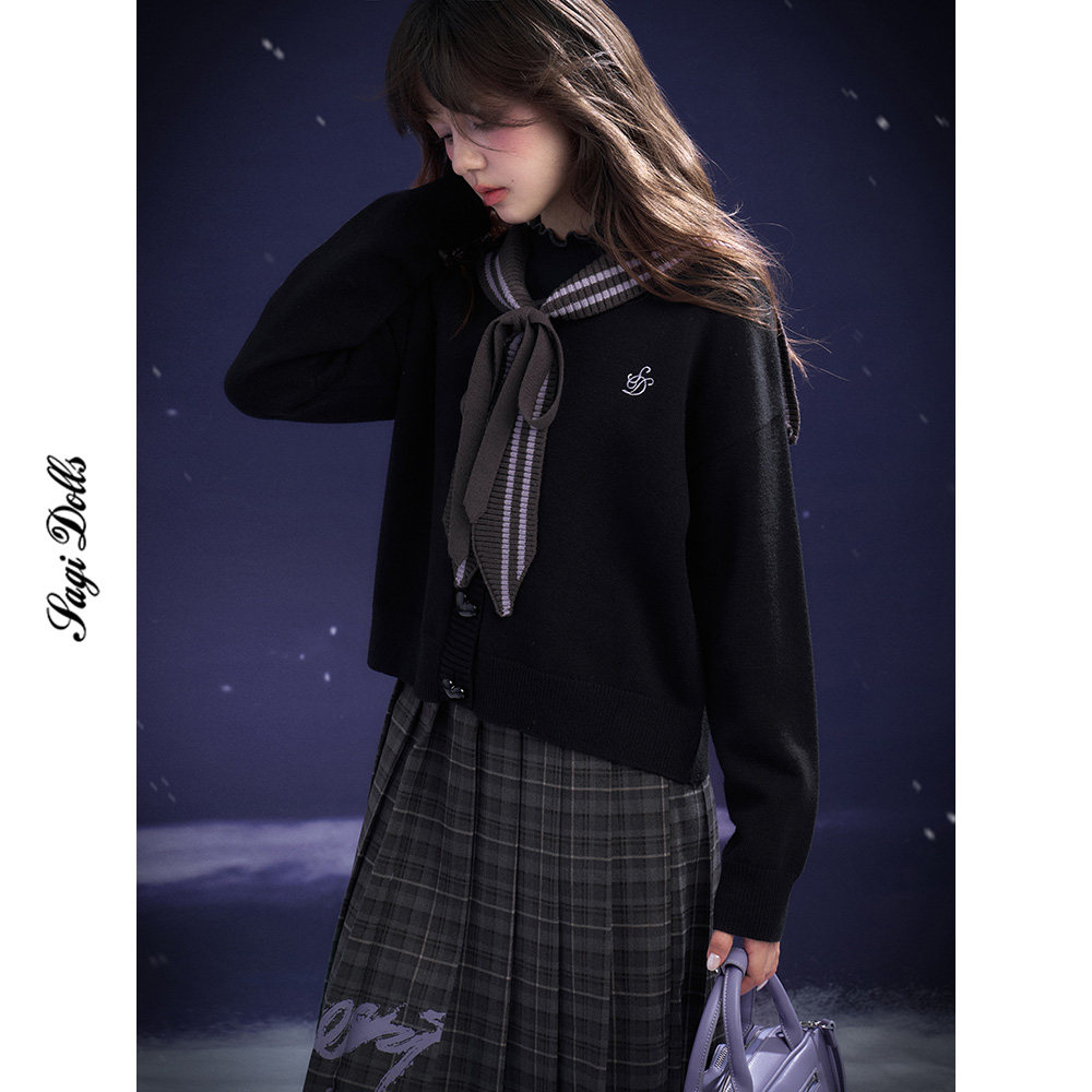 SagiDolls少女斗志 #暖芋夹心#甜心海军领针织开衫外套宽松百搭冬,女装/女士精品,毛针织衫,淘宝优惠券,粉丝福利购,淘宝优惠卷