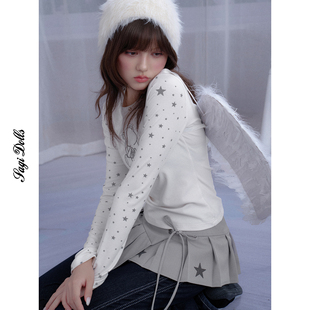 SagiDolls少女斗志wishcore白色星星天使小熊贴布长袖 T恤甜美梦幻