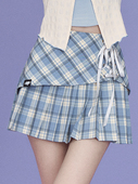 SagiDolls少女斗志 甜酷蓝格百褶裙半裙显瘦百搭学院 海盐冰淇淋
