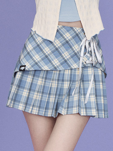 半裙SagiDolls蓝格百褶裙甜酷