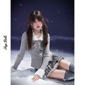SagiDolls少女斗志 显瘦冬 修身 初雪来信 银灰色纯欲甜美针织开衫