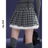 SagiDolls少女斗志 纯欲浪漫黑白格毛绒格子短裙甜美 初雪 约定